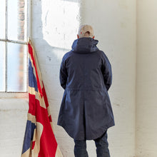 Load image into Gallery viewer, Crompton 06 Navy Wax Coated Cotton Fishtail Parka

