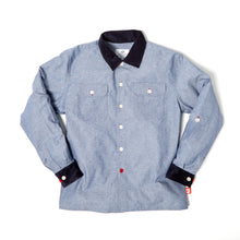Load image into Gallery viewer, Paxton 5 light chambray and navy needle cord over shirt

