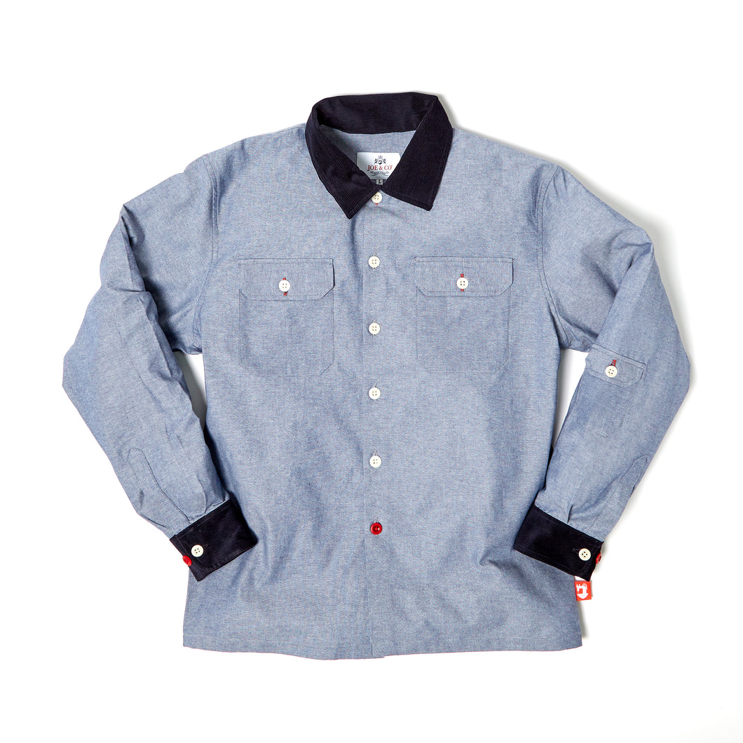 Paxton 5 light chambray and navy needle cord over shirt