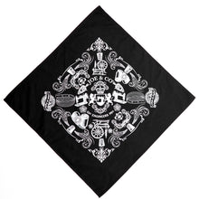 Load image into Gallery viewer, British Made Black Silk Screen Printed Bandana
