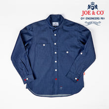 Load image into Gallery viewer, Talbot 02 navy chambray cotton penny round work shirt
