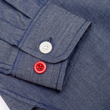 Load image into Gallery viewer, Dunham 02 Luxury Dark Blue Chambray Patch Shirt
