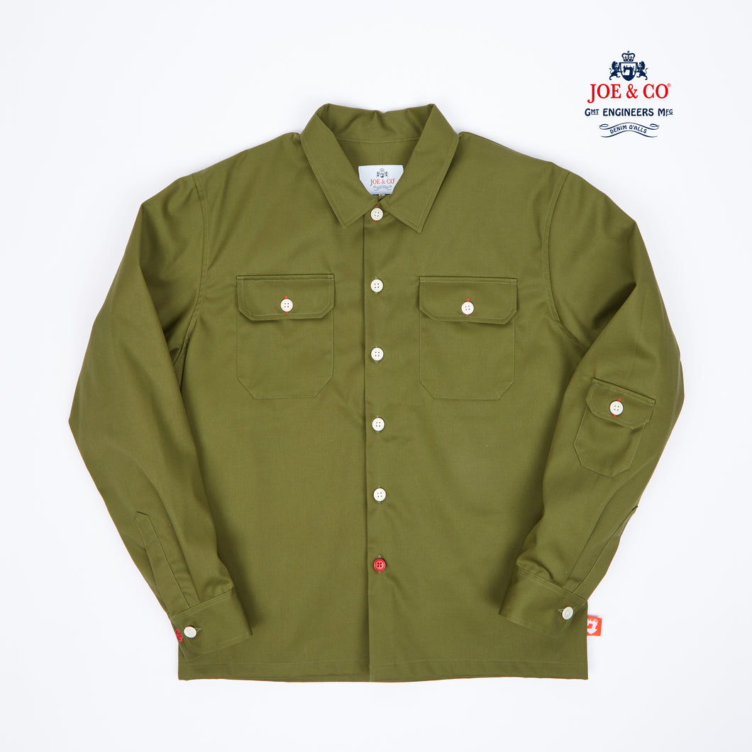 Paxton 17 Olive cotton twill over shirt
