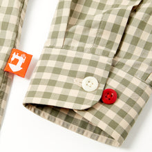 Load image into Gallery viewer, Albert 1 Sage Green &amp; Putty Gingham Ghost Check Penny Round Shirt
