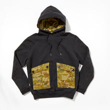 Load image into Gallery viewer, Holt 03 Dark Black &amp; Camo Knitted Loopback Hooded Sweatshirt
