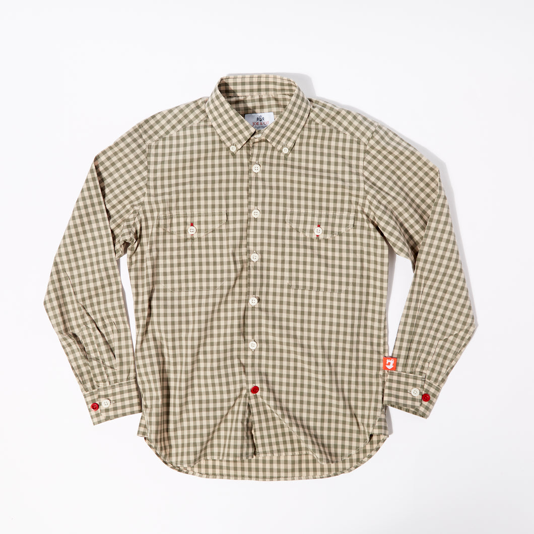 Victor 6 Sage and Putty Gingham Ghost Check Button Down Shirt