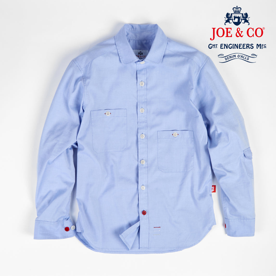 Talbot 05 sky blue oxford cotton penny round work shirt