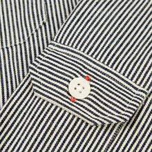 Load image into Gallery viewer, Baines 04 Navy Cotton Railroad Stripe Over Shirt
